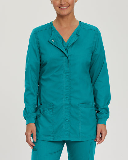 ProFlex 3038 Women's 3 Pocket Warm Up Scrub Jacket Teal Image