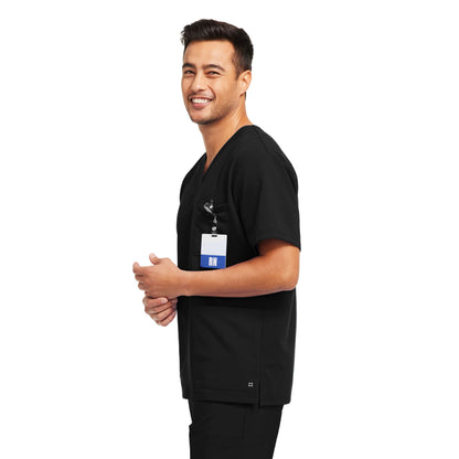 V-Tess WT149 Men's 3 Pocket V Neck Scrub Top Black Image