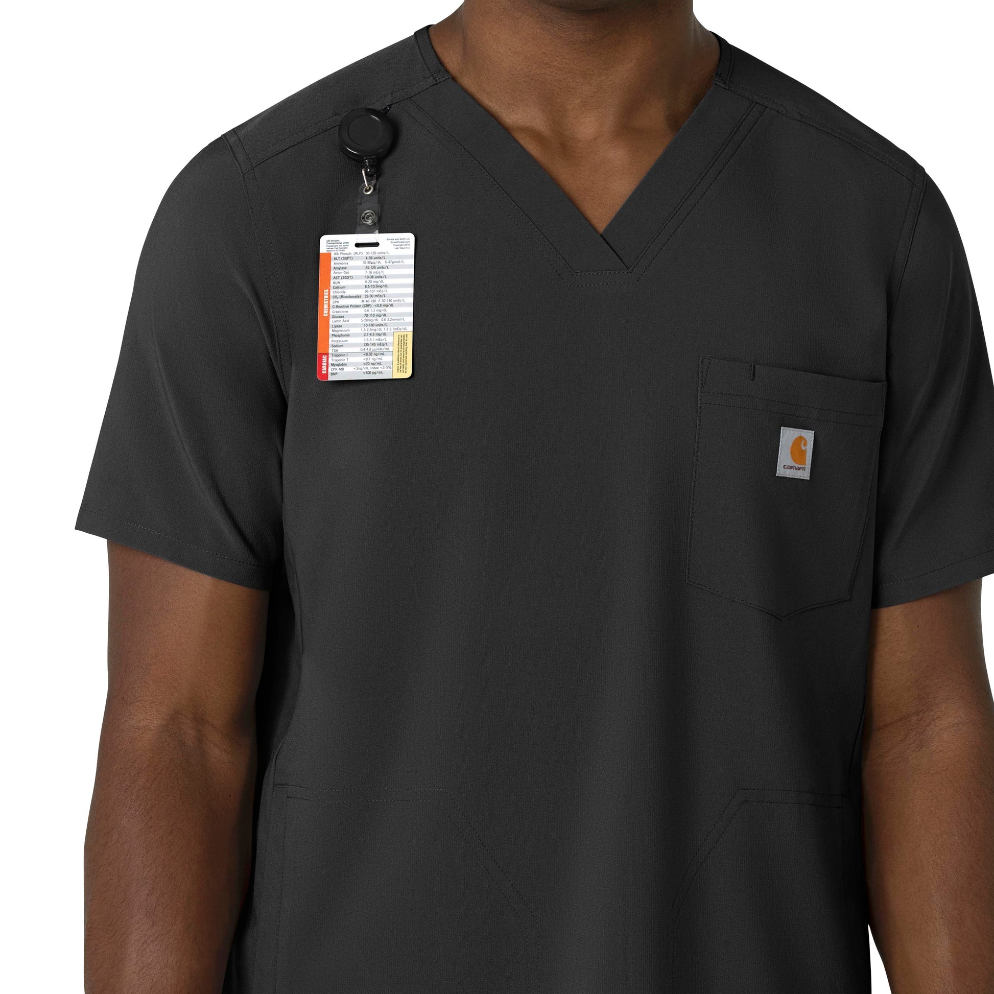 Force Cross-Flex C16410 Men's V-Neck Scrub Top Black Model Image Left Side | Carhartt