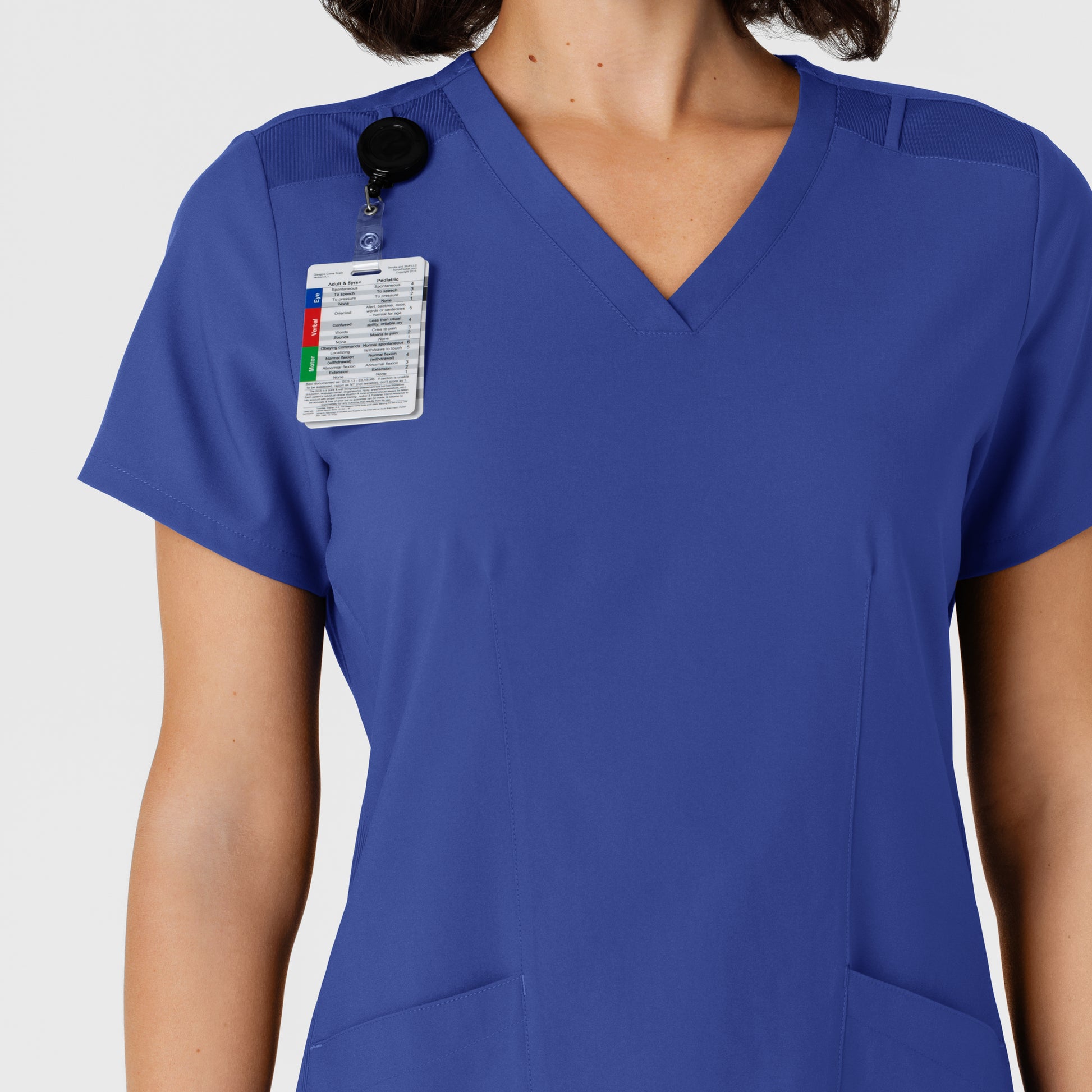 W123 6145 Women's Flex-n-Reach Side Panel V-Neck Scrub Top Galaxy Blue
