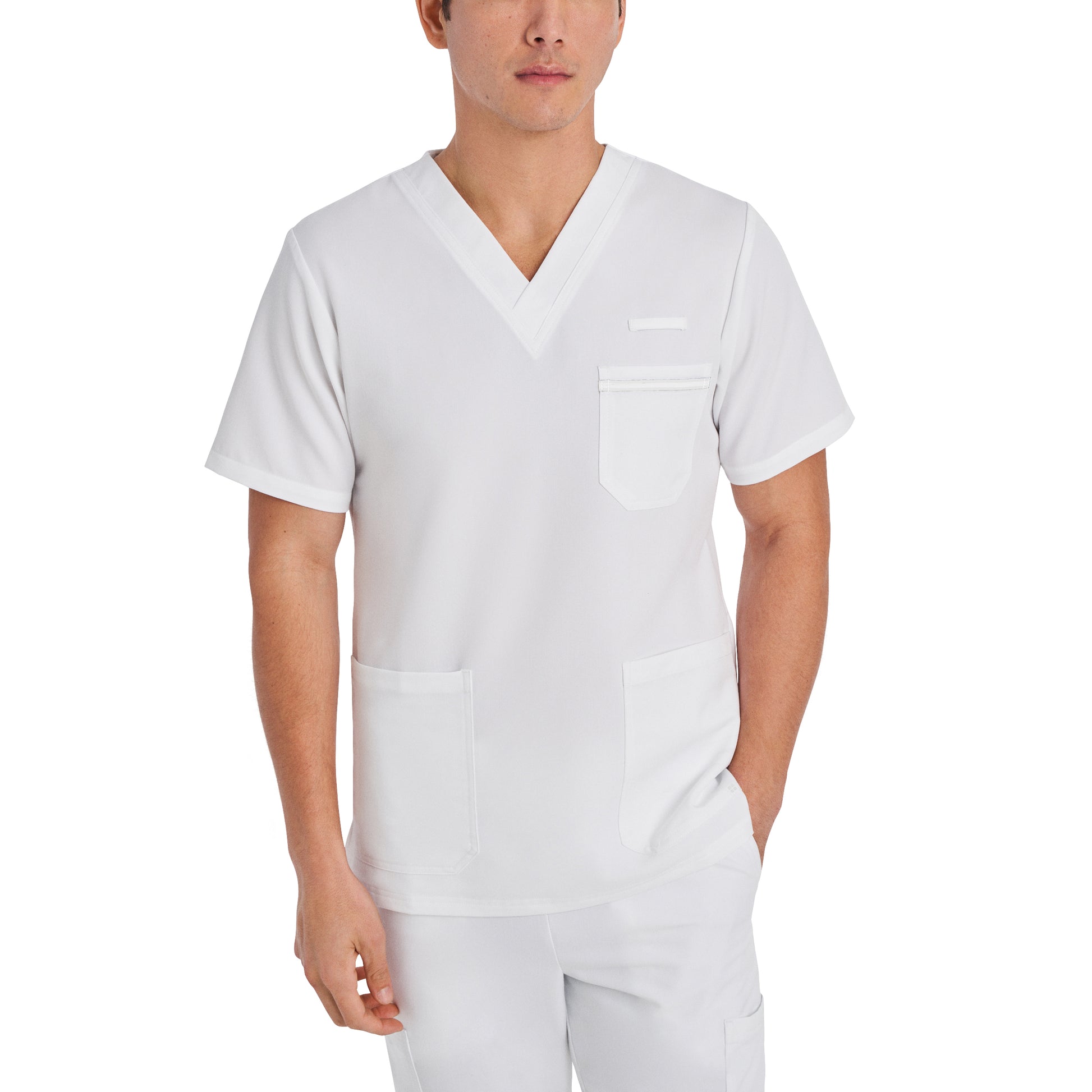 V-Tess 2207 Men's 3 Pocket V Neck Scrub Top White Image