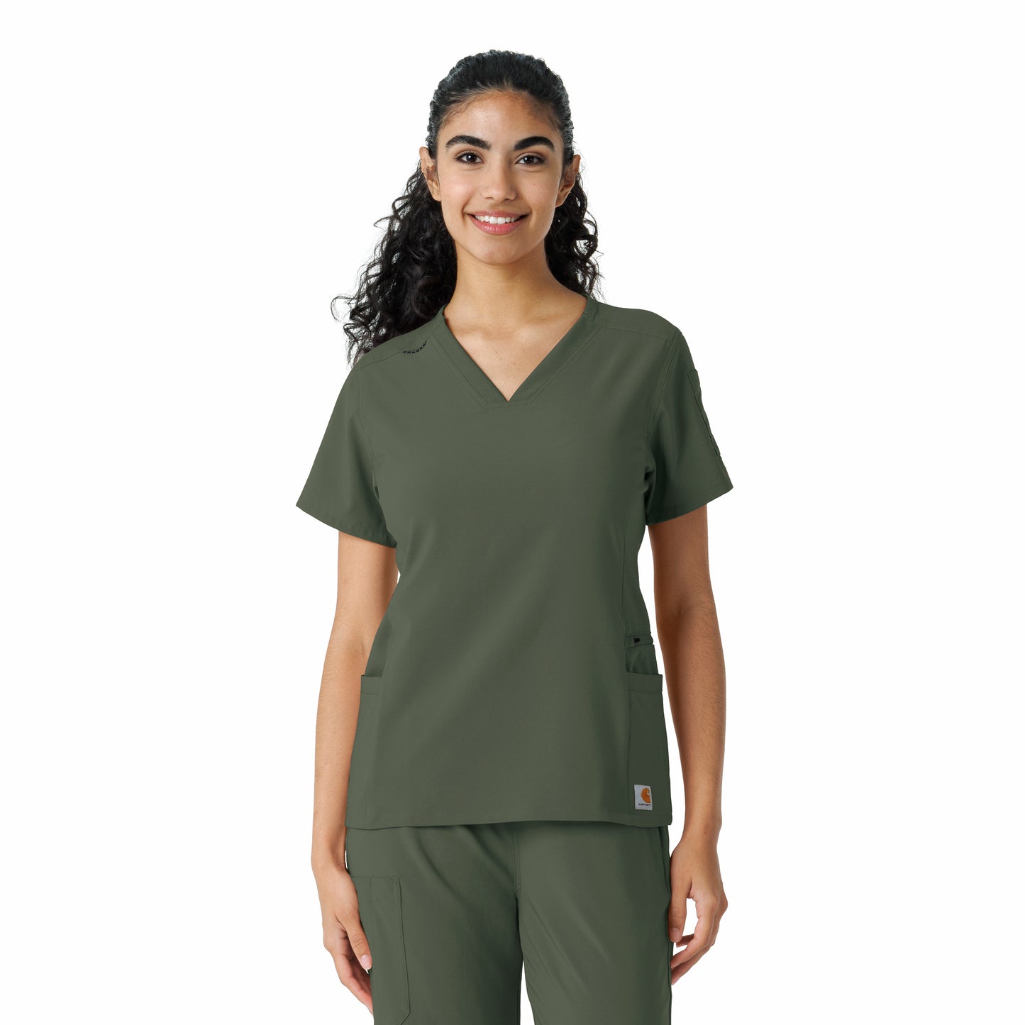 Force Cross-Flex C13310 Women's Knit Panel Scrub Top Olive