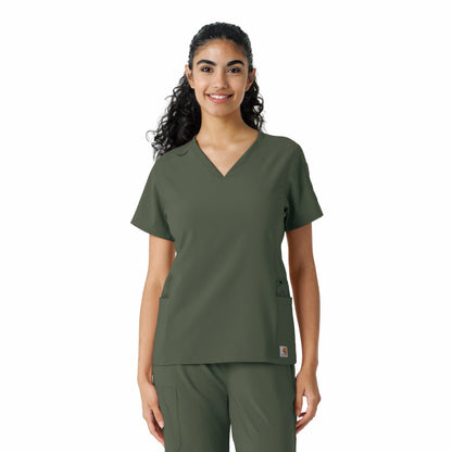Force Cross-Flex C13310 Women's Knit Panel Scrub Top Olive