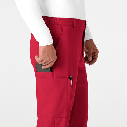 W123 5355 Men's Flat Front Cargo Scrub Pants Red Model Image Alternate | Wink