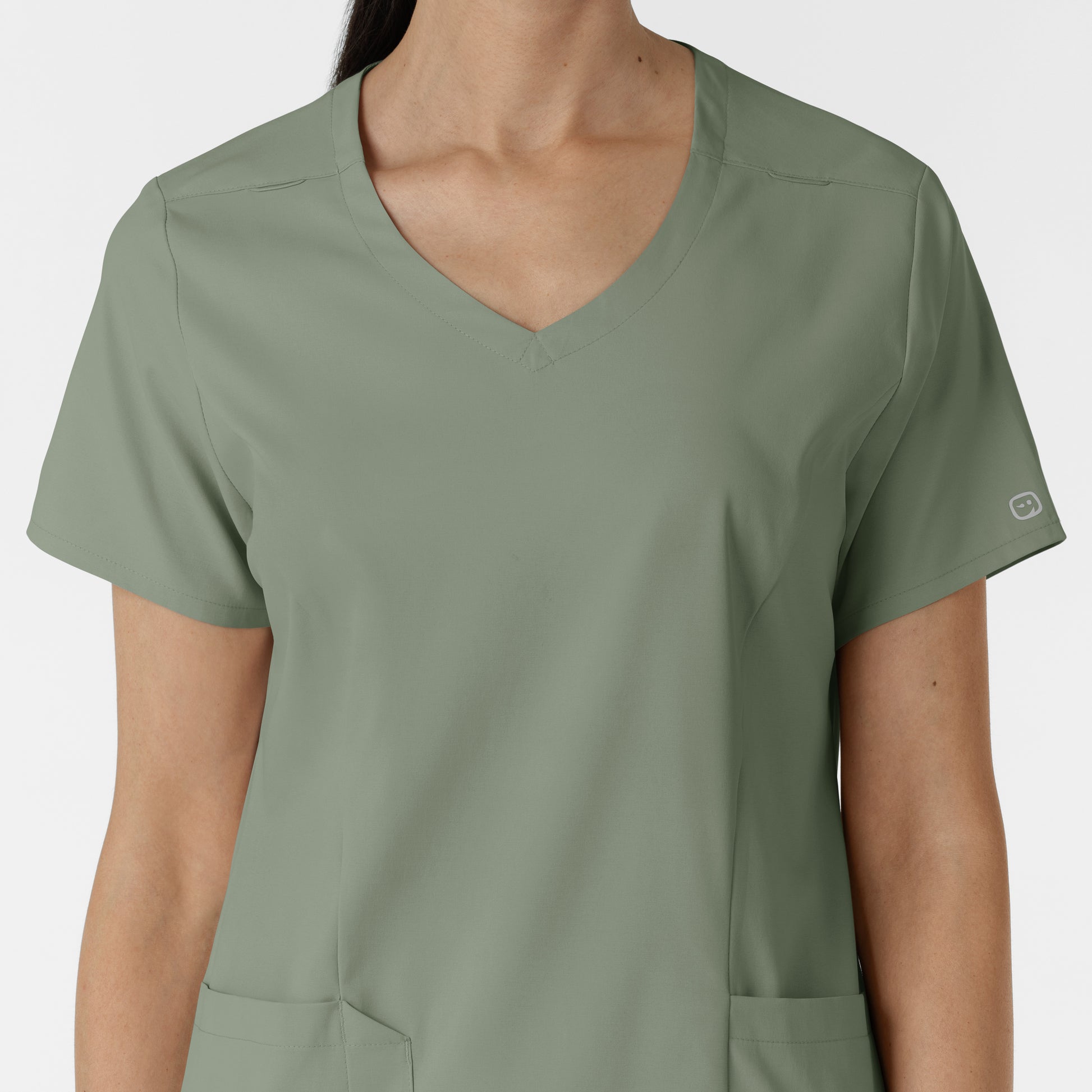 Boundless 6251 2-Pocket V-Neck Scrub Top Sage Model Image Left Side | Wink