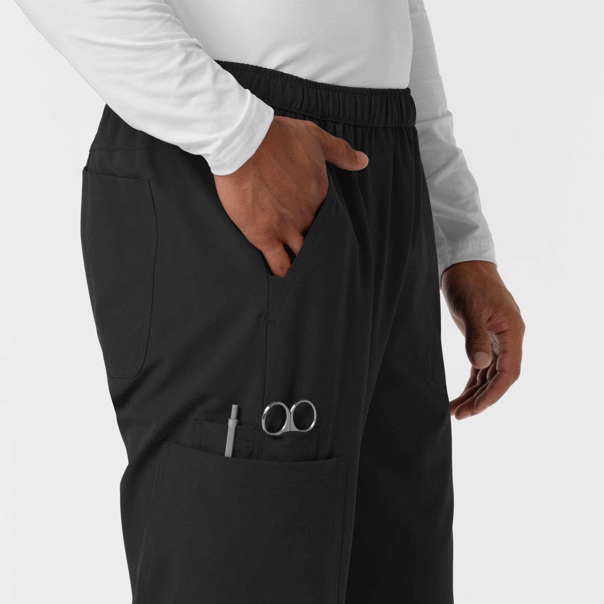 NURTUR 5380 Men's Straight Leg Cargo Scrub Pants Black