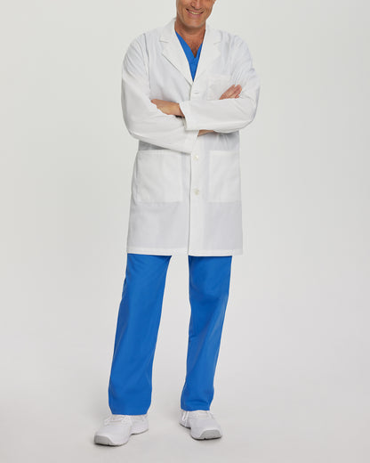 Essential Lab Coats 3124 Men's 5 Pocket Full Length White Coat White 8 Oz 100% Cotton Twill Image