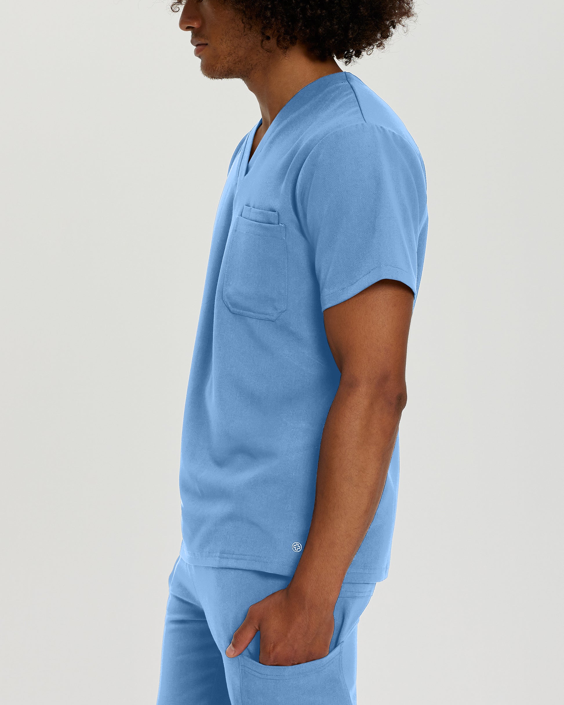 V-Tess 2206 Men's 2 Pocket V Neck Scrub Top Ceil Blue Image