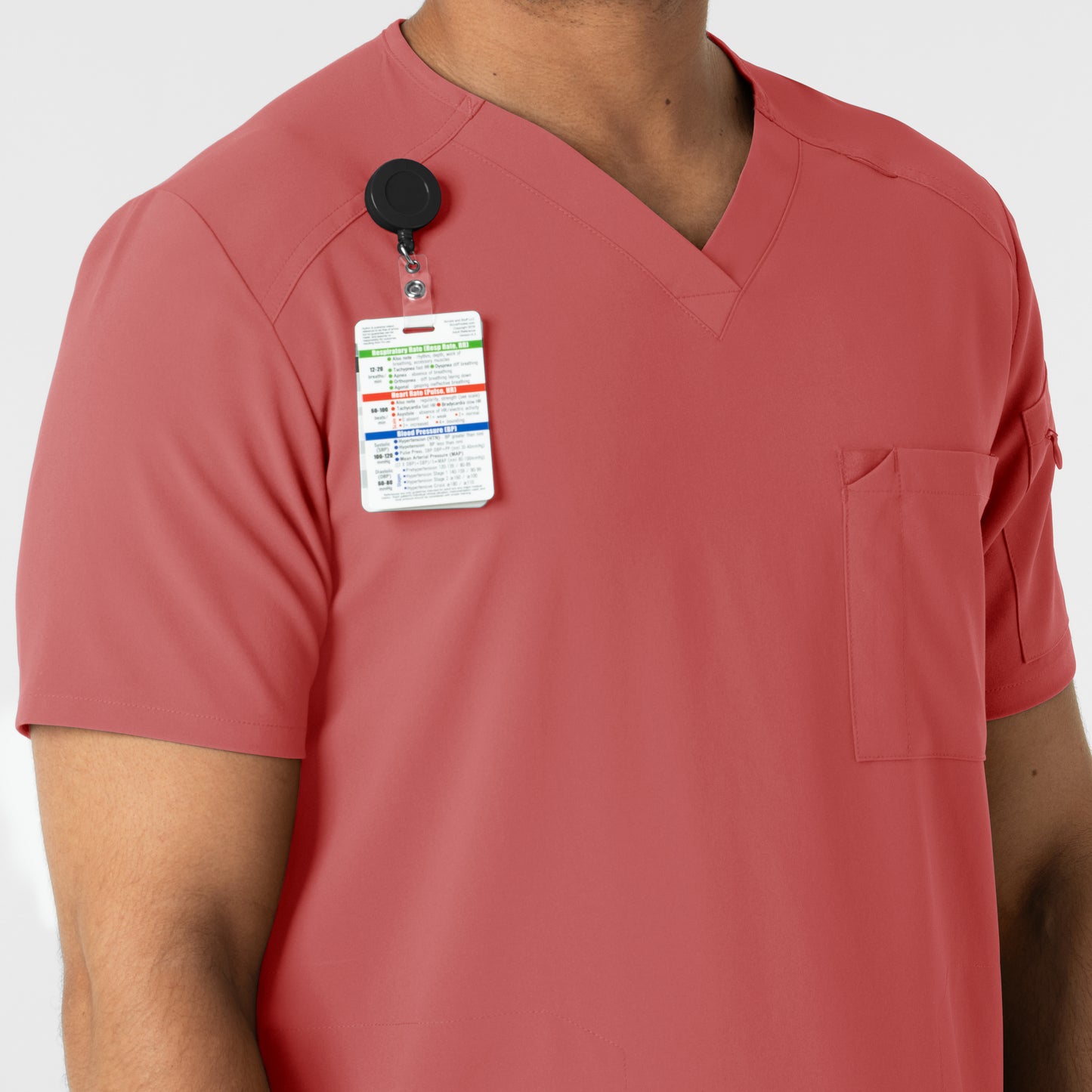 RENEW 6834 Men's V-Neck 5 Pocket Scrub Top Mineral Red Model Image Alternate | Wink