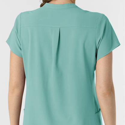 RENEW 6734 Mandarin Collar Scrub Top Turquoise Model Image Alternate | Wink