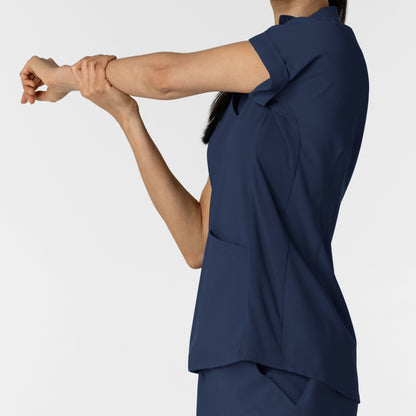 RENEW 6934 Women’s Flex-n-Reach Collared Scrub Top Navy Model Image Alternate | Wink