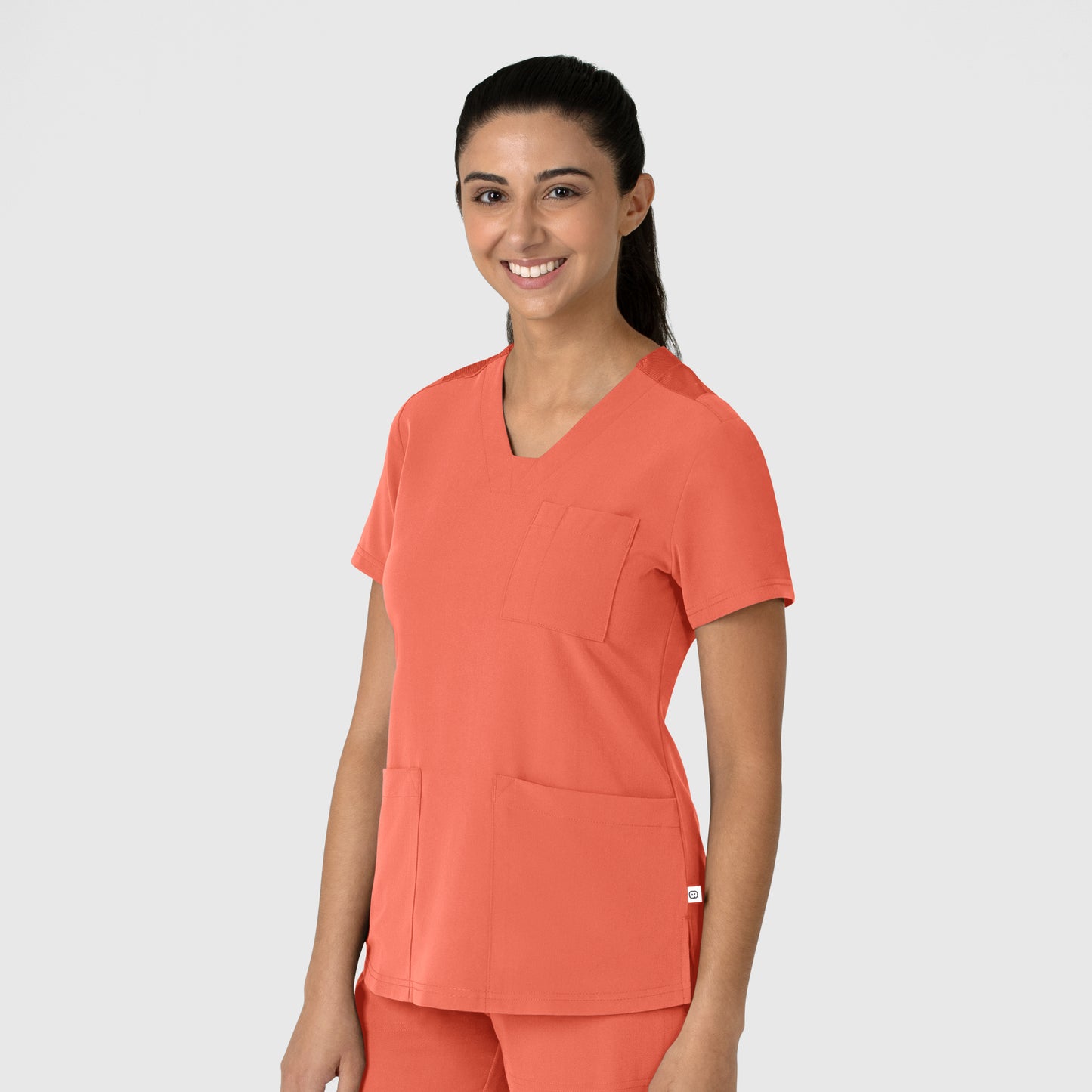 Nova 6132 Flex-n-Reach V-Neck Scrub Top Sugar Coral Model Image Left Side | Wink