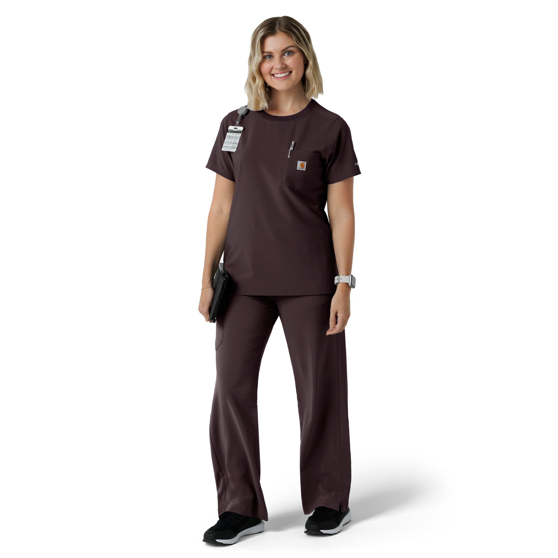 Force Cross-Flex C13510 Women's Crew Neck Scrub Top Dark Sepia