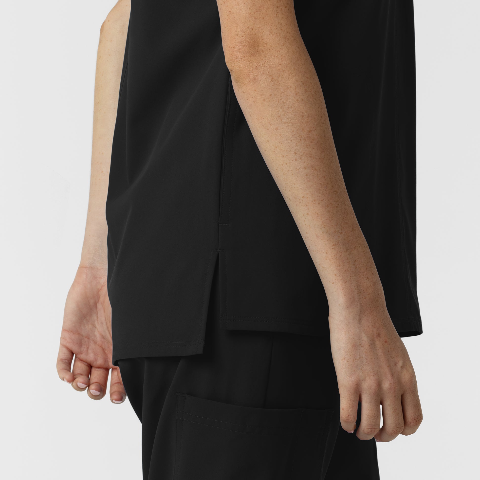 NURTUR 6280 Women's Drop Shoulder Tunic Scrub Top Black