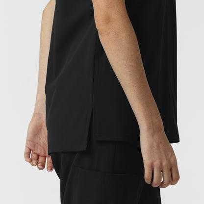 NURTUR 6280 Women's Drop Shoulder Tunic Scrub Top Black