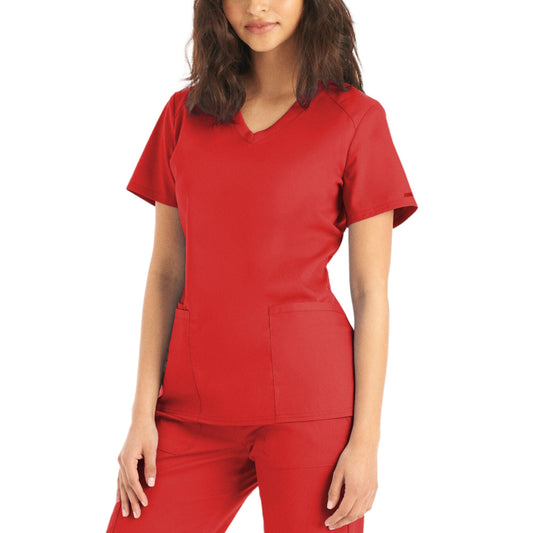 ProFlex LT105 Women's 3 Pocket V Neck Scrub Top True Red Image