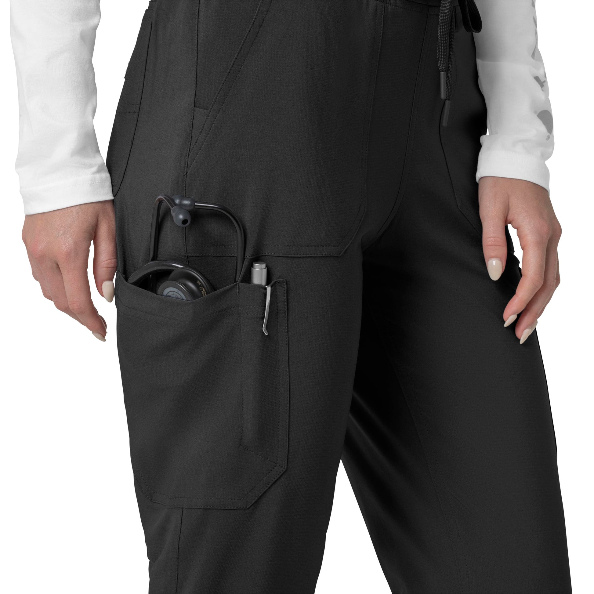 Force Cross-Flex C53110 Cargo Jogger Scrub Pants Black Model Image Alternate | Carhartt