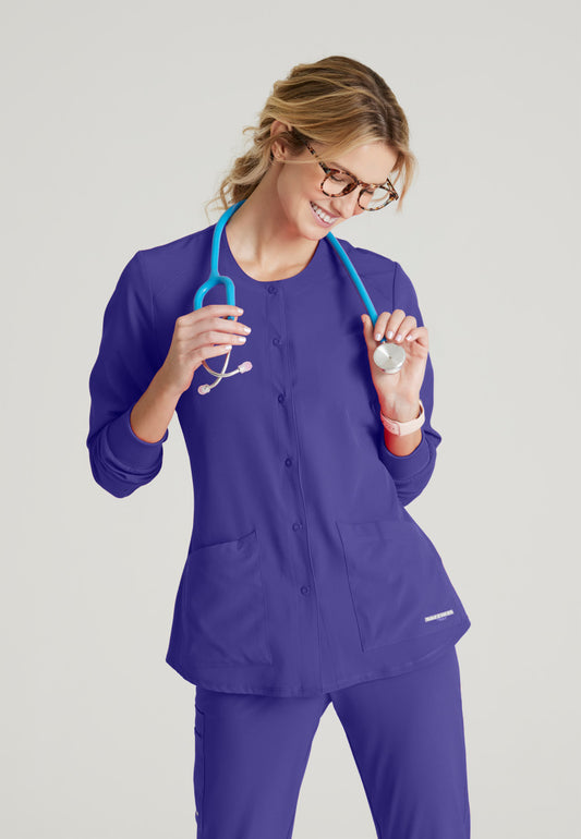 Skechers SK401 Stability Scrub Jacket New Grape Model Image Front | Barco