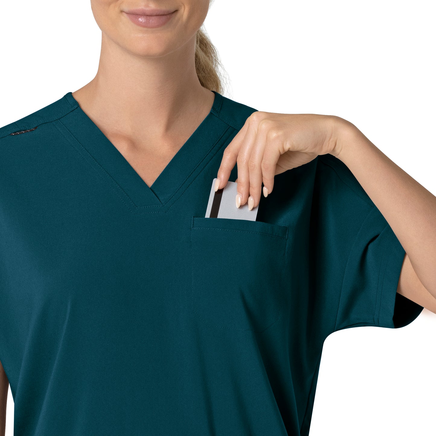 Force Cross-Flex C13110 Oversized V-Neck Scrub Top Caribbean Model Image Alternate | Carhartt