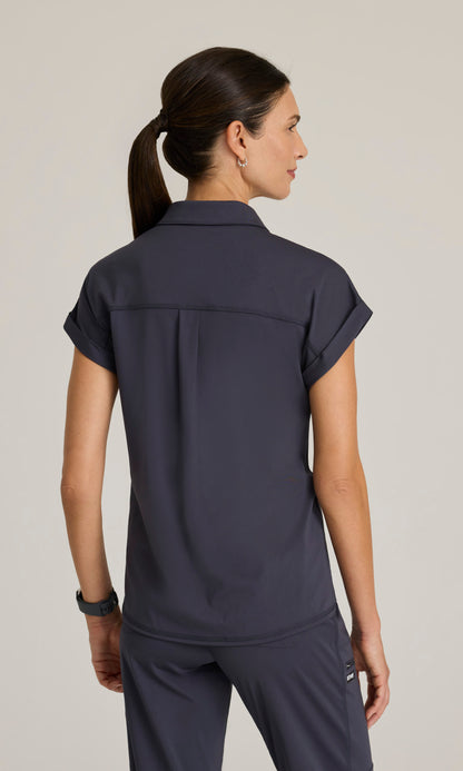 Grey's Anatomy Knits GRST254 Renew Knit Scrub Top Steel