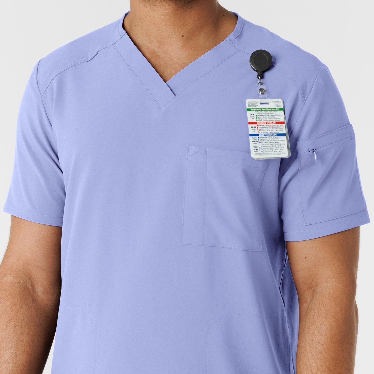 RENEW 6834 Men's V-Neck 5 Pocket Scrub Top Ceil Blue Model Image Alternate | Wink