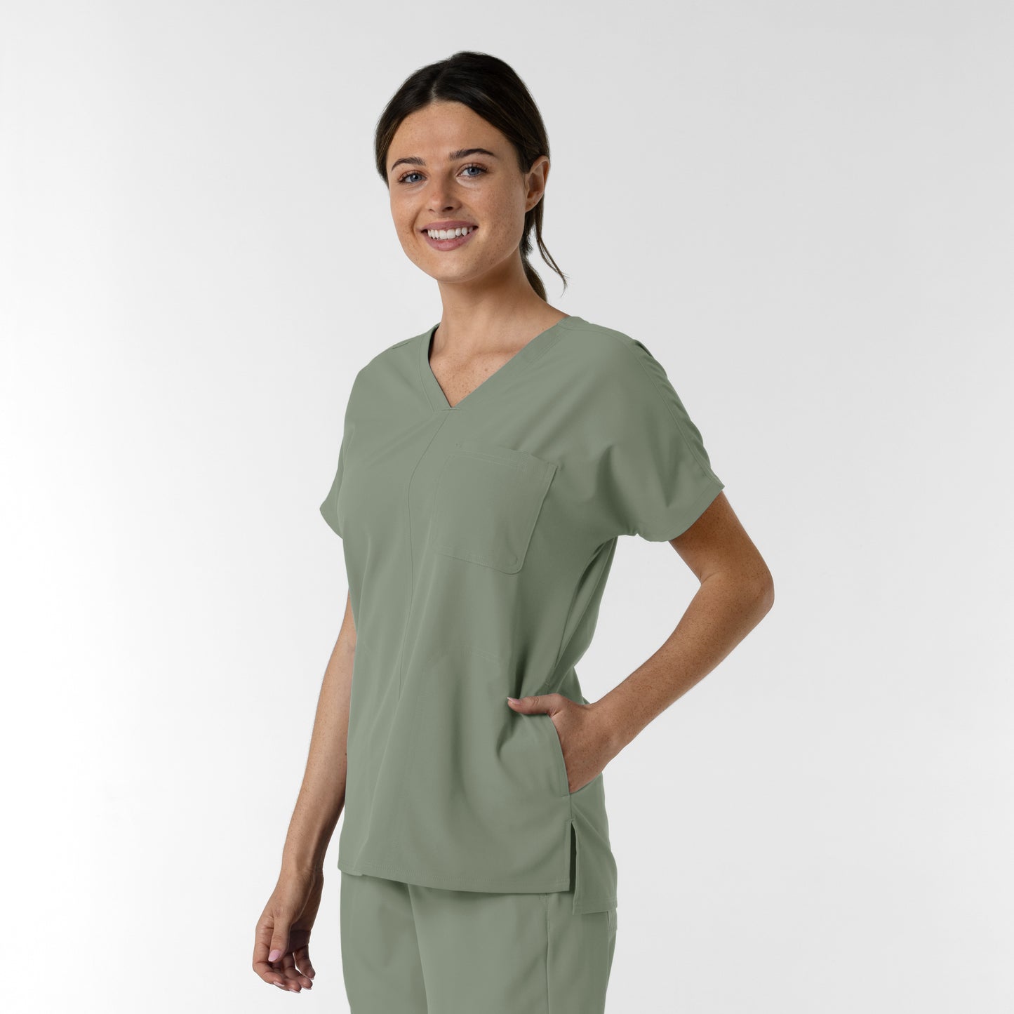 NURTUR 6280 Women's Drop Shoulder Tunic Scrub Top Sage