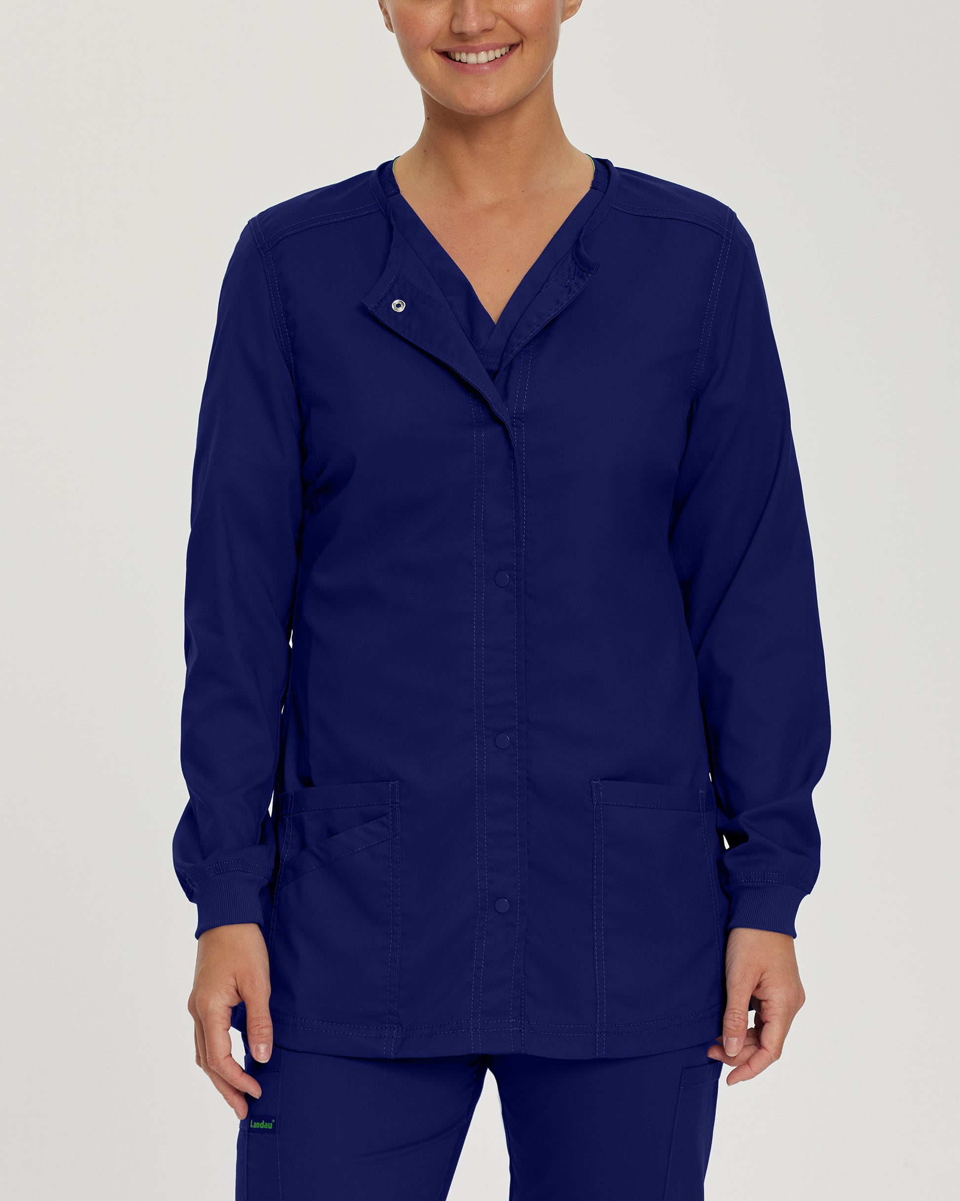 ProFlex 3038 Women's 3 Pocket Warm Up Scrub Jacket True Navy Image