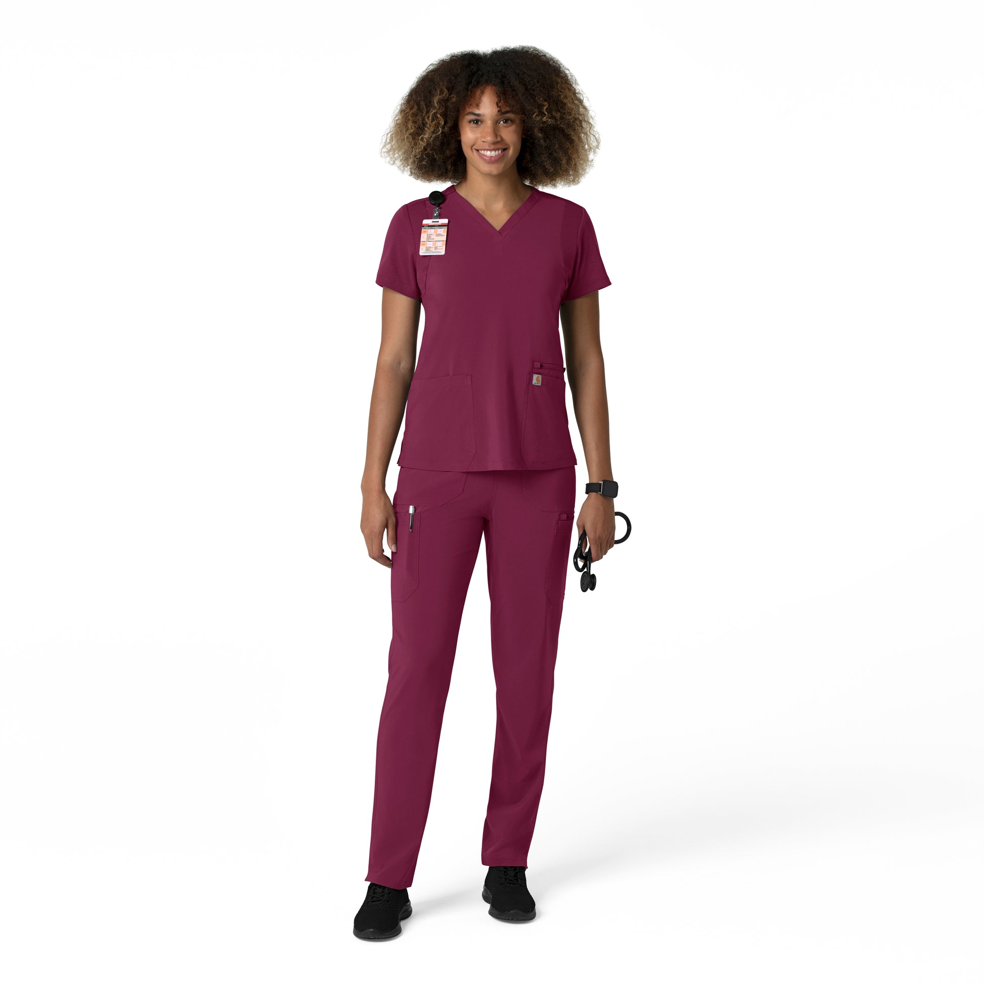 Force Cross-Flex C53210 Straight Leg Cargo Scrub Pants Wine Model Image Alternate | Carhartt