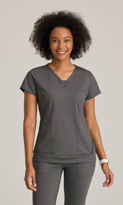 Grey's Anatomy Knit Stretch GRST250 Motivate Knit Top Dark Charcoal