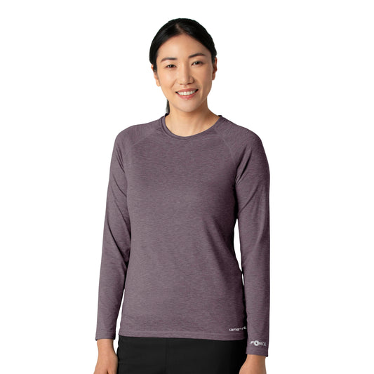 Force Sub-Scrubs C31009 Performance Long Sleeve Tee Black Plum Heather Model Image Right Side | Carhartt