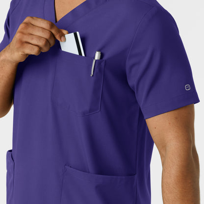 Boundless 6351 Men's Multi Pocket V-Neck Scrub Top Grape Model Image Alternate | Wink