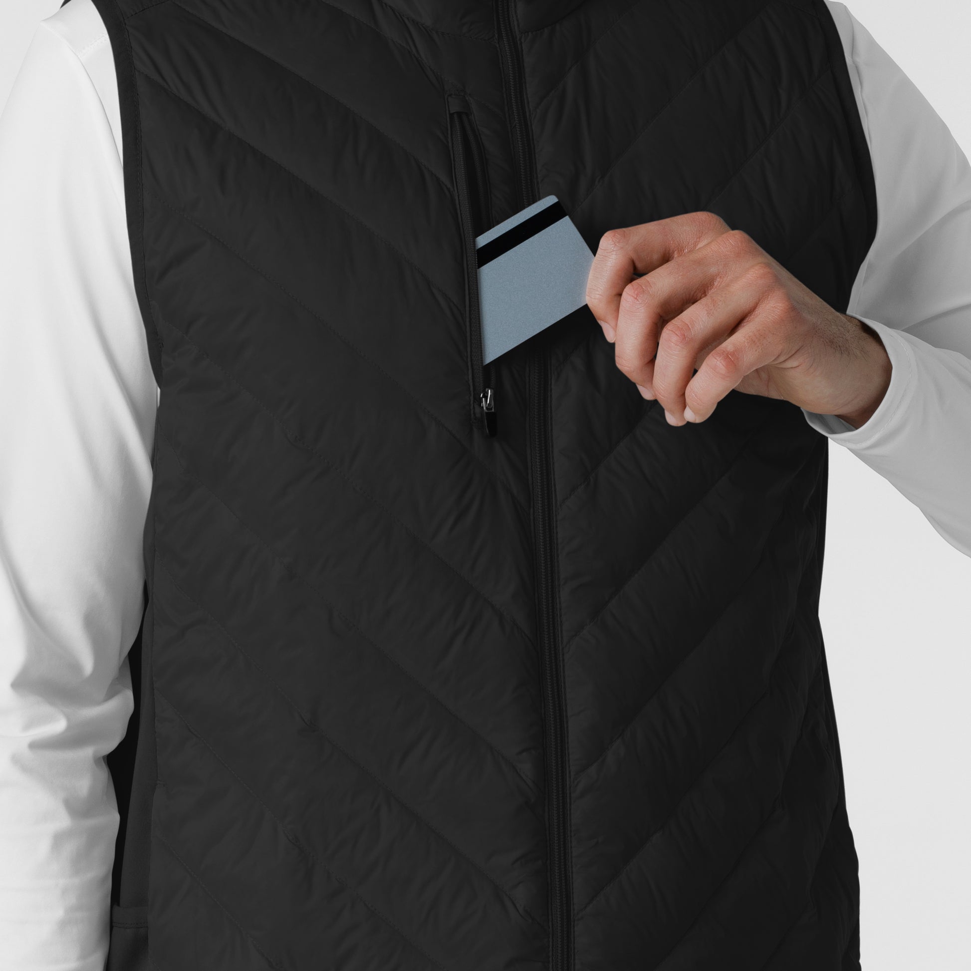 Layers 8377 Men's Quilted Scrub Vest Black Model Image Alternate | Wink