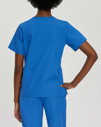 Essentials 8219 Women's 4 Pocket V Neck Scrub Top Royal Blue Image