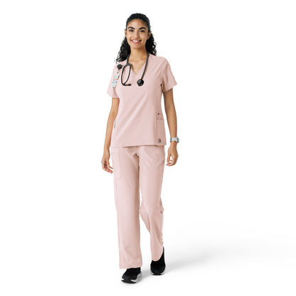 Force Cross-Flex C13310 Women's Knit Panel Scrub Top Soft Rose