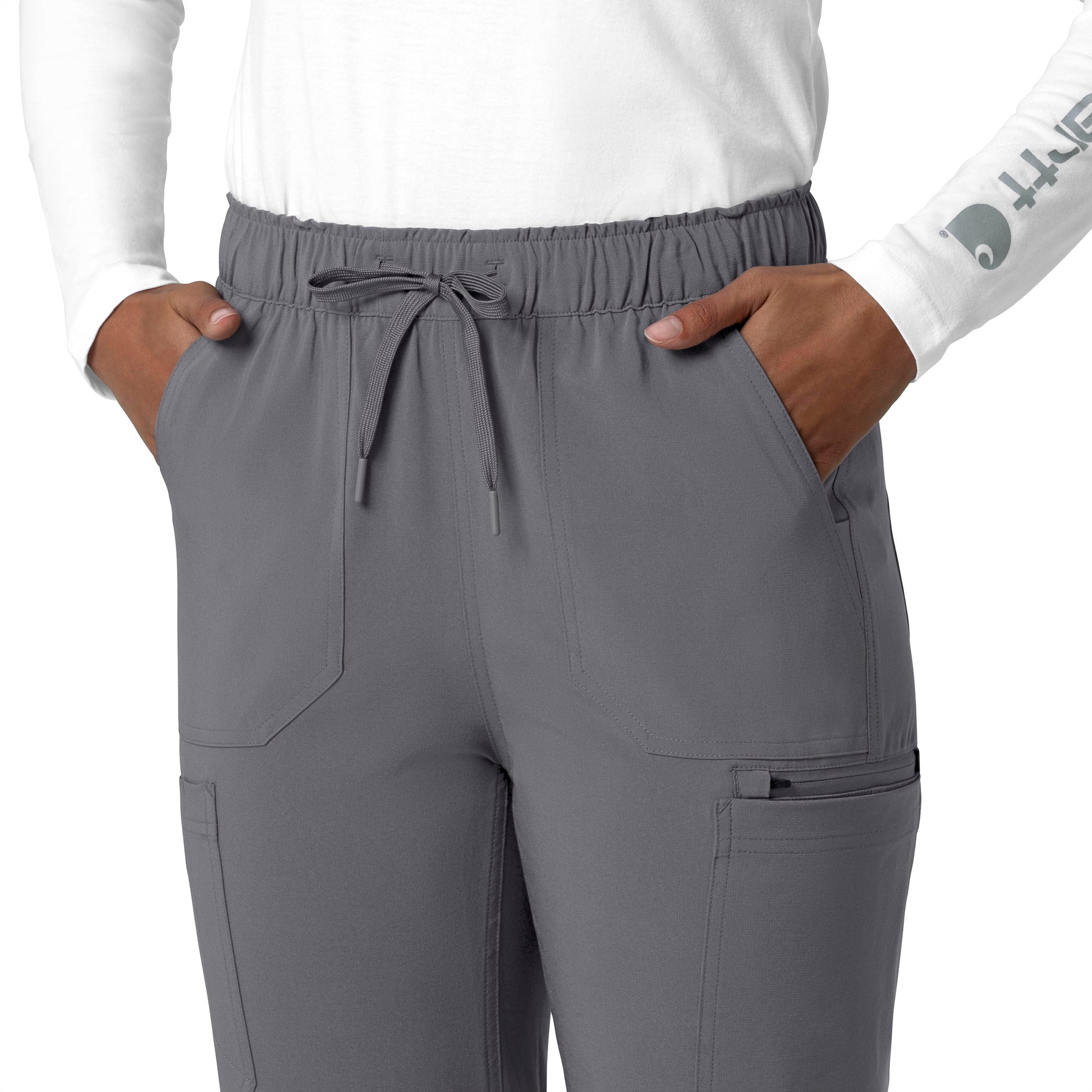 Force Cross-Flex C53210 Straight Leg Cargo Scrub Pants Pewter Model Image Alternate | Carhartt