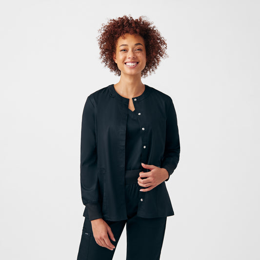 ProFlex LJ706 Women's 3 Pocket Scrub Jacket Black Image