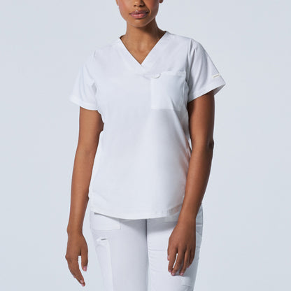 ProFlex LT107 Women's 2 Pocket V Neck Scrub Top White Image