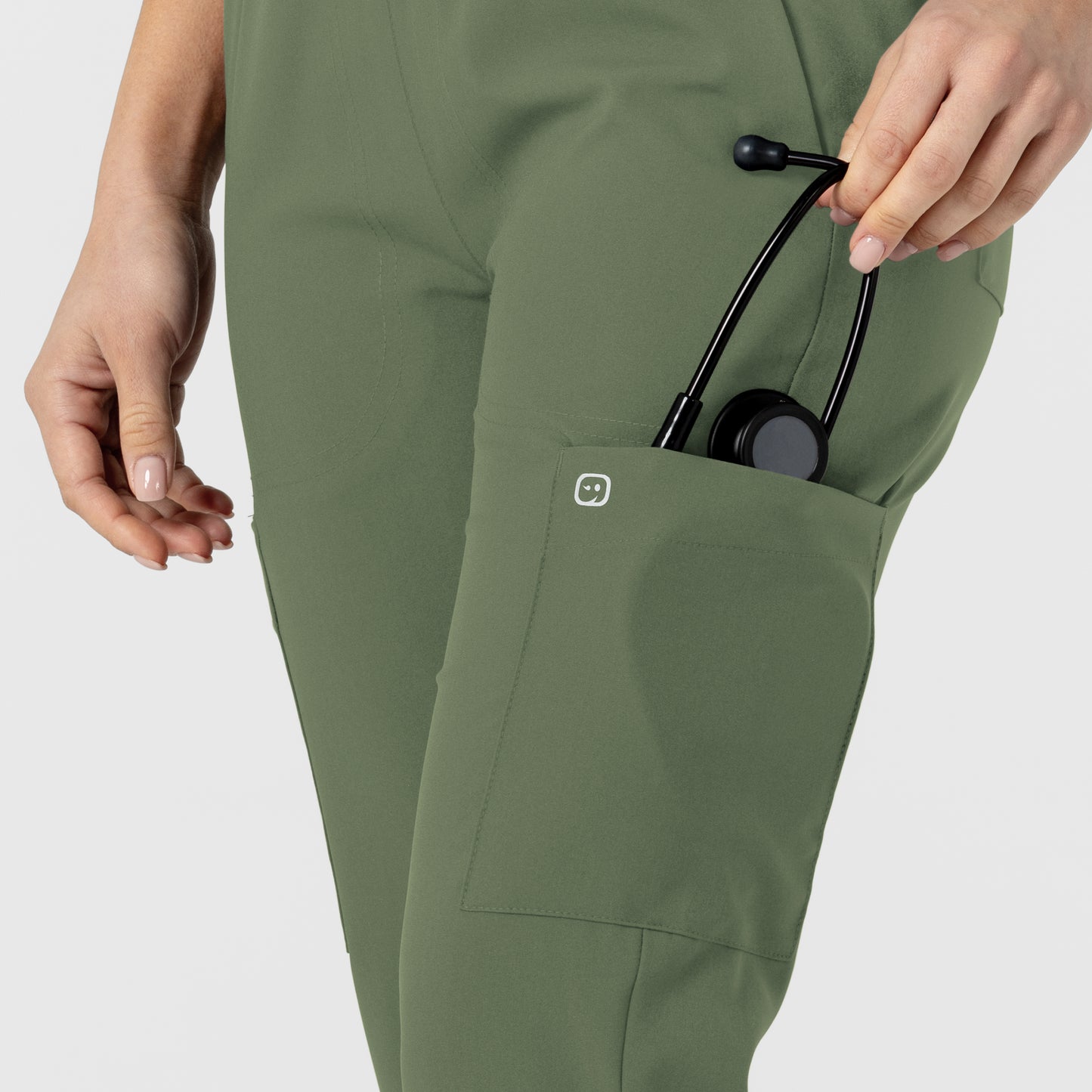 W123 5045 Flex-n-Reach Track Scrub Pants Olive Model Image Alternate | Wink