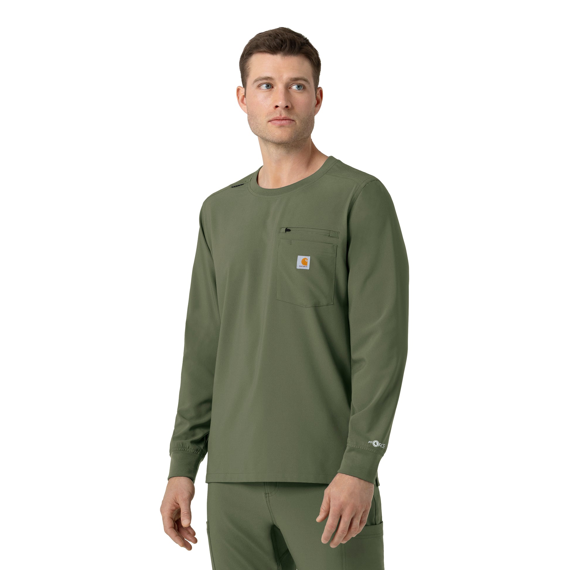 Force Cross-Flex C16610 Men's Crew Neck Long Sleeve Scrub Top Olive