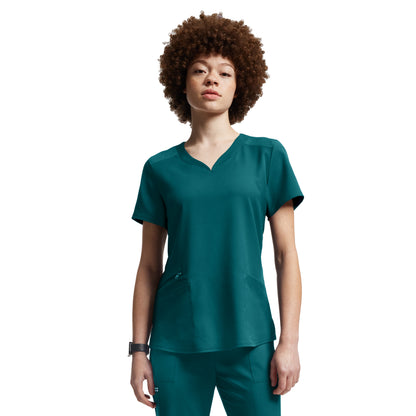 VIBE WT121 Women's 3 Pocket V Neck Scrub Top Caribbean Image