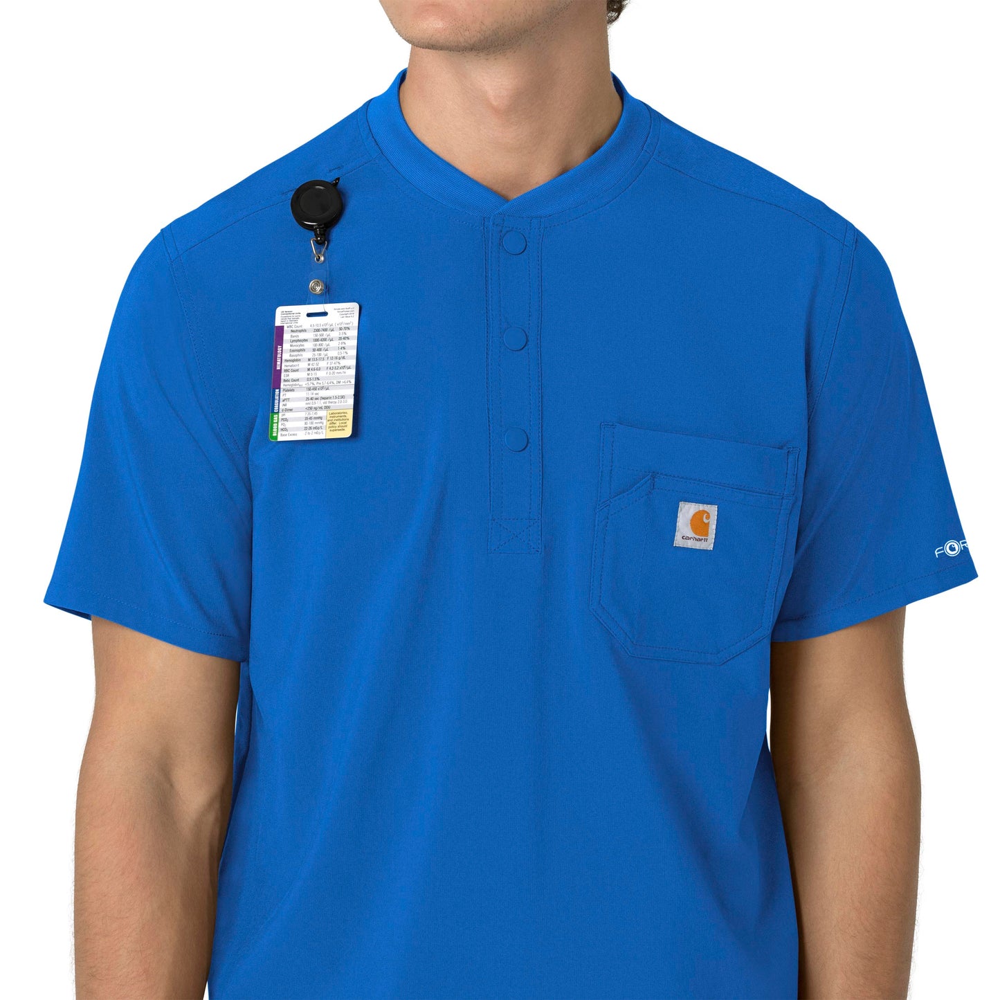 Force Cross-Flex C16310 Men's Henley Scrub Top Royal Model Image Alternate | Carhartt