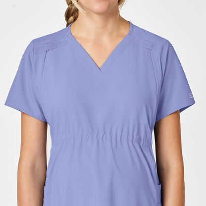 W123 4555 Maternity V-Neck Scrub Top Ceil Blue Model Image Alternate | Wink