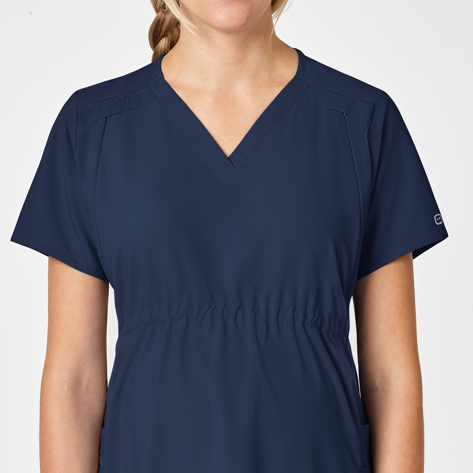 W123 4555 Maternity V-Neck Scrub Top Navy Model Image Alternate | Wink