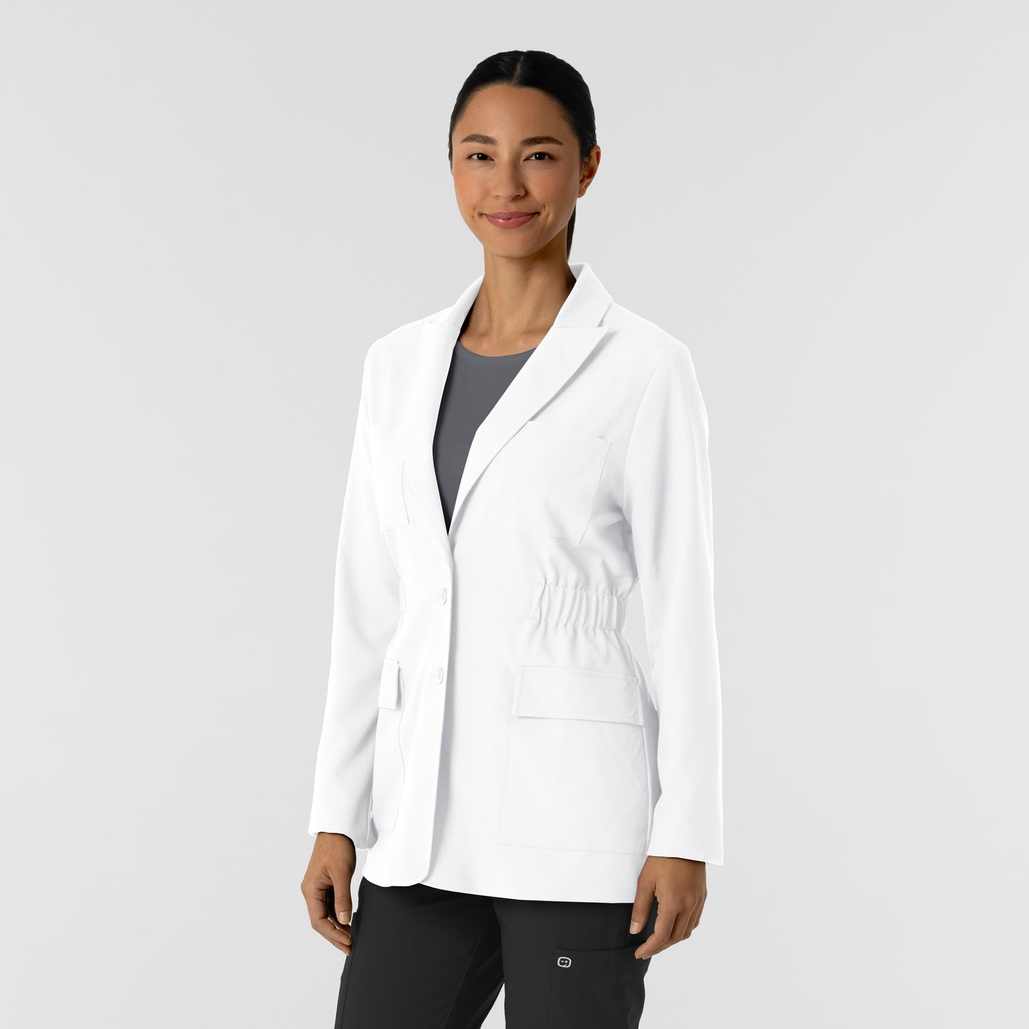 Layers 8166 Women's Blazer Short Lab Coat White