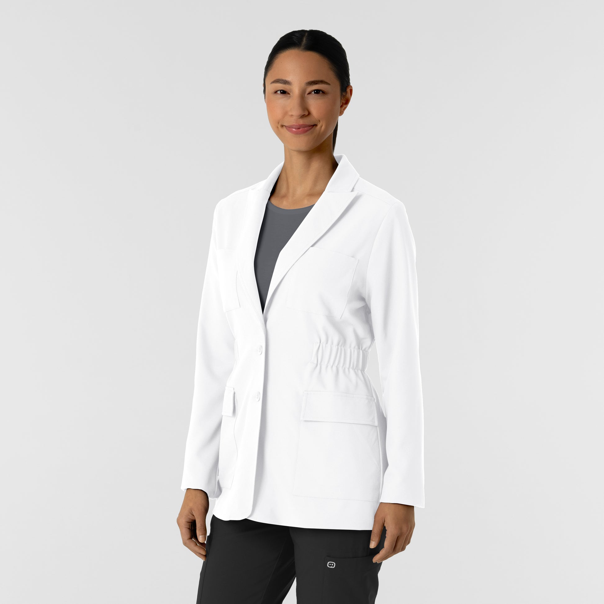 Layers 8166 Women's Blazer Short Lab Coat White