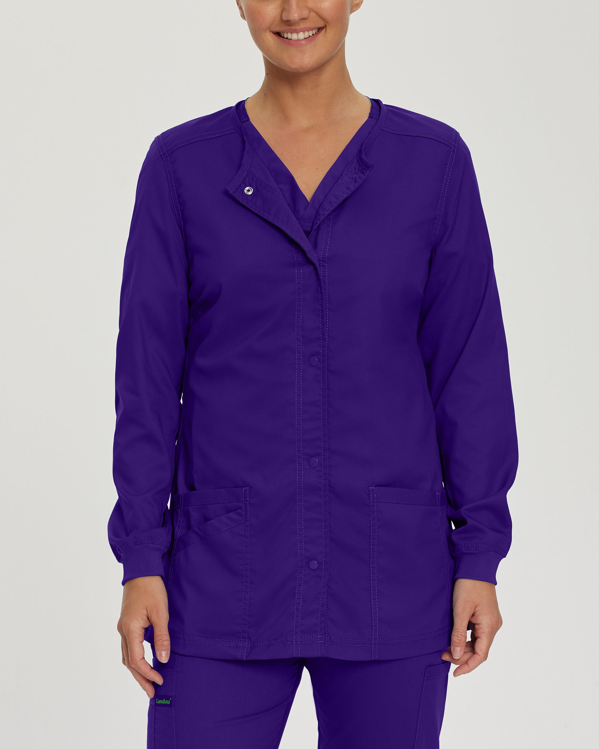 ProFlex 3038 Women's 3 Pocket Warm Up Scrub Jacket Grape Image