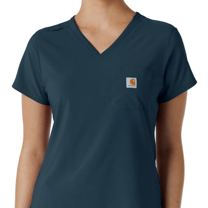 Force Cross-Flex C13410 Tuck-In Scrub Top Navy Model Image Left Side | Carhartt