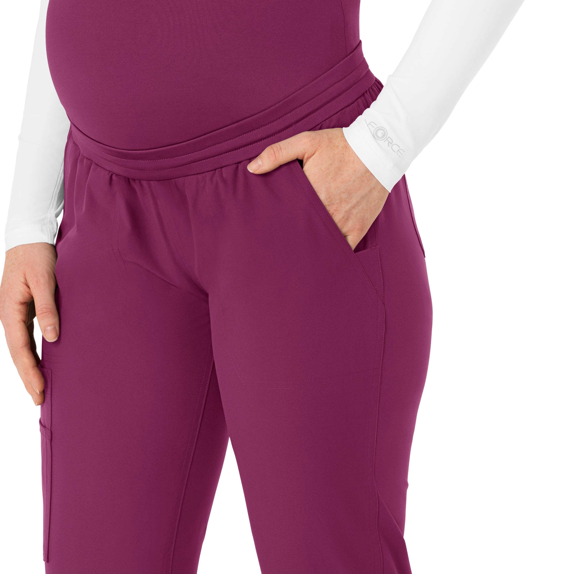 Force Essentials C54113 Maternity Jogger Scrub Pants Wine Model Image Alternate | Carhartt