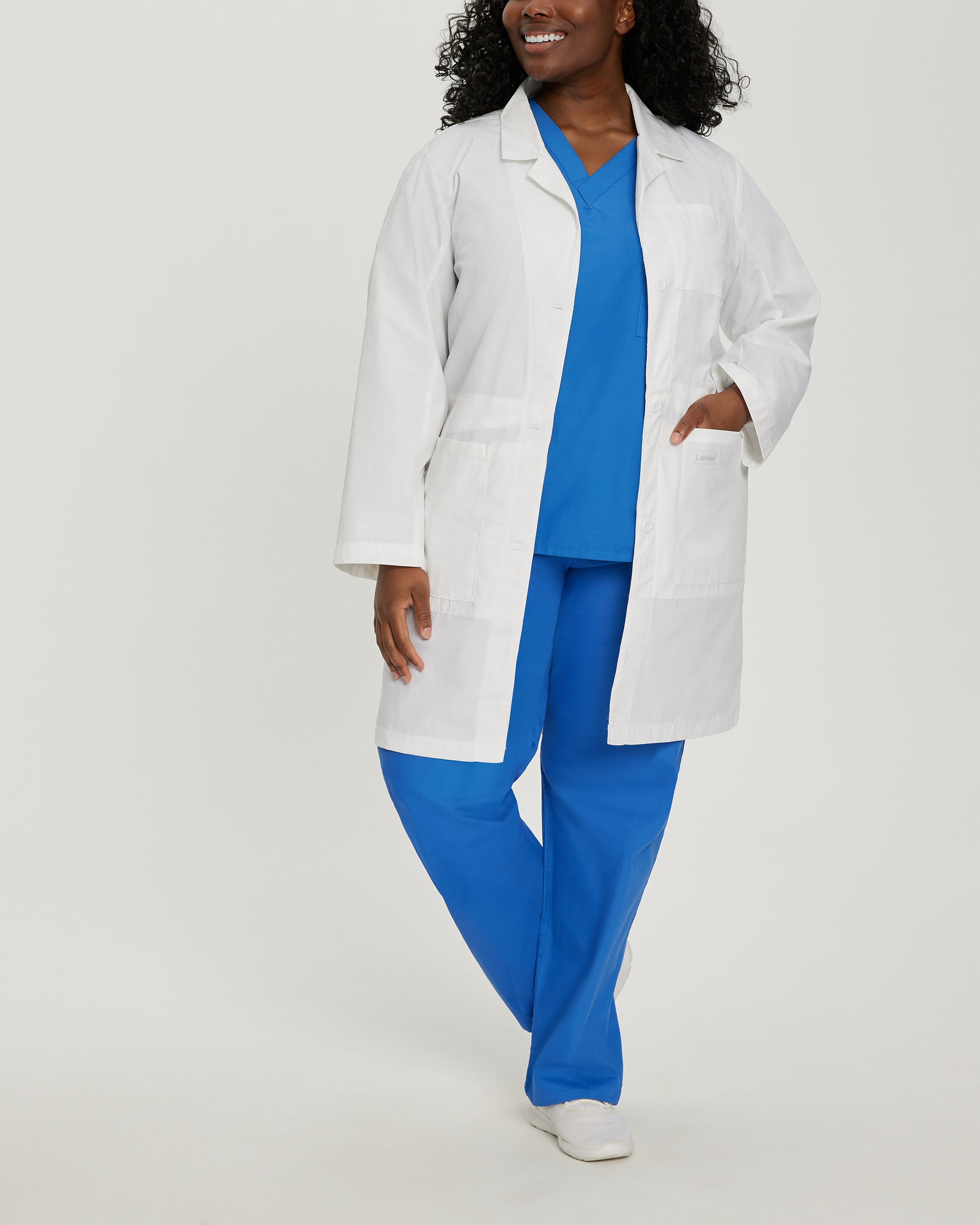 Essential Lab Coats 3165 Women's 5 Pocket Full Length Tablet White Coat White Image