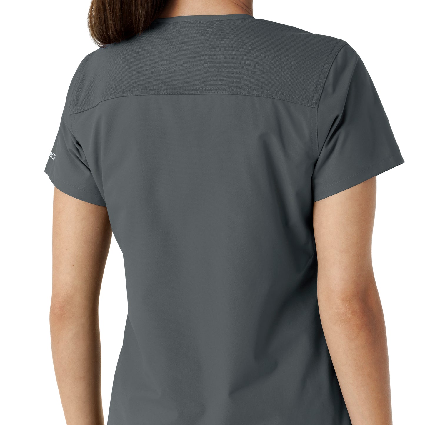 Force Essentials C12313 V-Neck Knit Panel Scrub Top Pewter Model Image Alternate | Carhartt